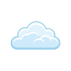 Fototapeta premium A fluffy, cartoon-style cloud with a light blue tint and a subtle white glow on its edges, set against a clean white background.
