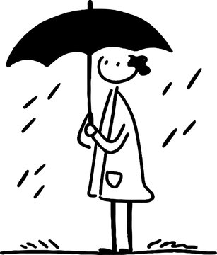 Woman holding umbrella standing outdoors in rainy weather