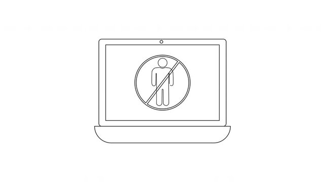 Laptop Screen Displays No Entry Symbol Over Human Icon.