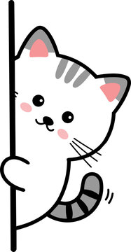 cat cartoon design, Cute kitten peeking illustration
