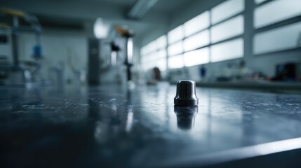 Fototapeta premium Metal part on laboratory workbench during research