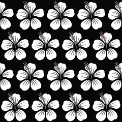 Fototapeta premium Flower hibiscus illustration with black background and white petals