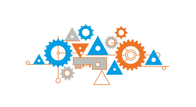 Gears and triangles technology design.