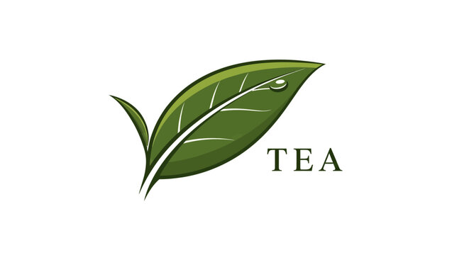 Green tea leaf logo illustration.