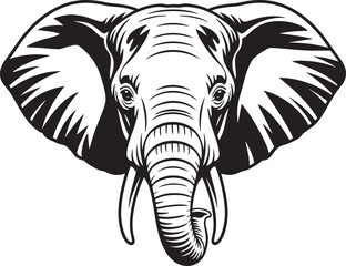 Fototapeta premium Elephant head monochrome. african animal vector illustration. big mammal for wildlife emblem.