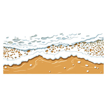 minimalist beach shore wave and sand flat vector illustration