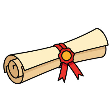 rolled graduation diploma cartoon vector illustration template