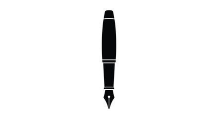 A striking black silhouette of a vintage fountain pen elegantly displayed silhouette © njhasan