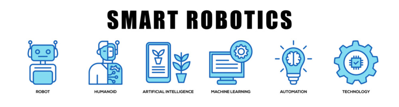 blue - Smart Robotics web banner icon vector illustration concept