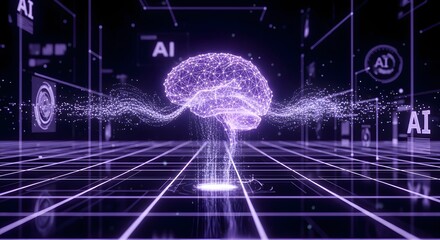 Fototapeta premium Glowing digital brain construct representing artificial intelligence network