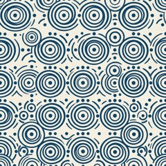 Fototapeta premium Repeating Pattern of Circles in High Fidelity With Blue and White Colors, Showcasing a Modern Design and Artistic Arrangement in 1024x1024 Resolution