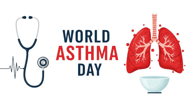 World Asthma Day Awareness: Lungs Stethoscope Medical Healthcare Education Campaign