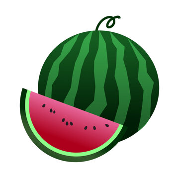 Minimalist watermelon with one fresh slice