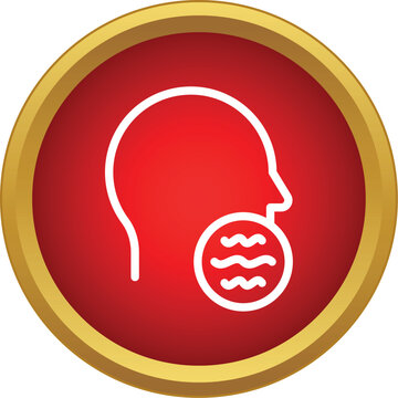 Profile of a human head with a bad breath or halitosis symbol in mouth area