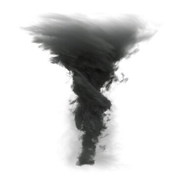 3D rendered tornado overlay isolated on a transparent background with the light casting from a certain direction 