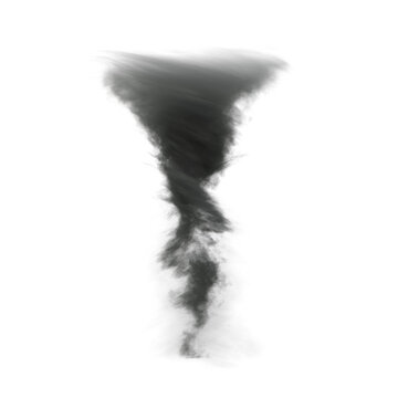 3D rendered tornado overlay isolated on a transparent background with the light casting from a certain direction 