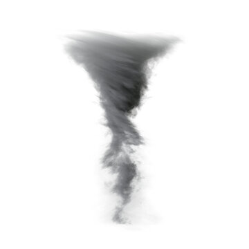 3D rendered tornado overlay isolated on a transparent background with the light casting from a certain direction 