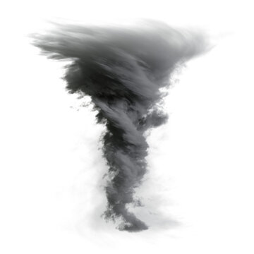 3D rendered tornado overlay isolated on a transparent background with the light casting from a certain direction 