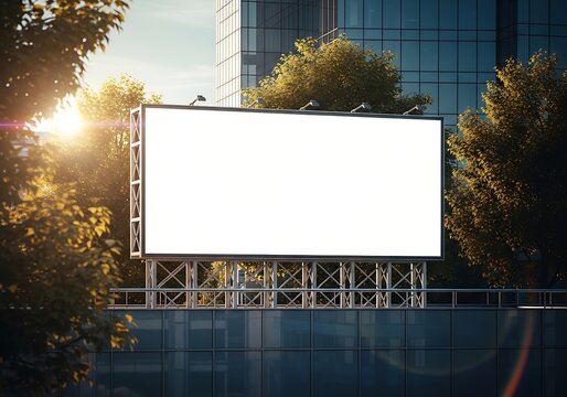 Modern outdoor stage with blank screen setup