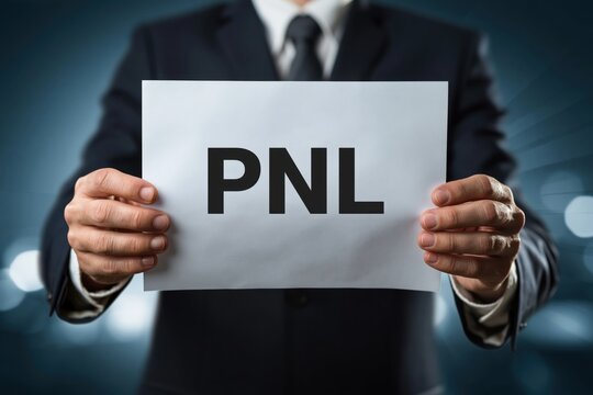 Accountant showing the PNL acronym for business reporting