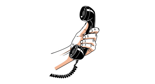 black cat on a white background with telephones