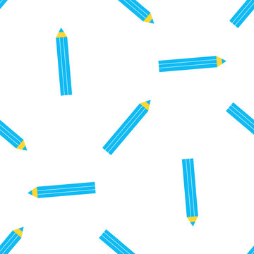 Pattern of blue pencils isolated on transparent background for back to school themes