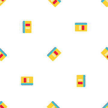 Seamless pattern of yellow notebooks for back to school on transparent background