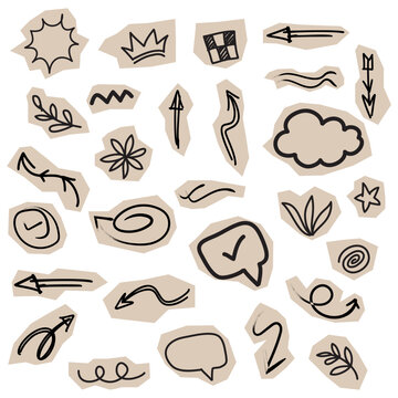 Collection of Hand-drawn doodle. Arrows - Directional and Decorative Elements.