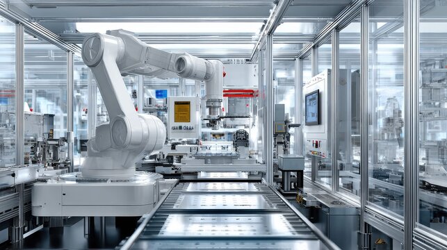 Robotic arm working on automated production line