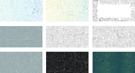 Fototapeta premium Computer Chip Pathways Abstract Illustration Bundle.