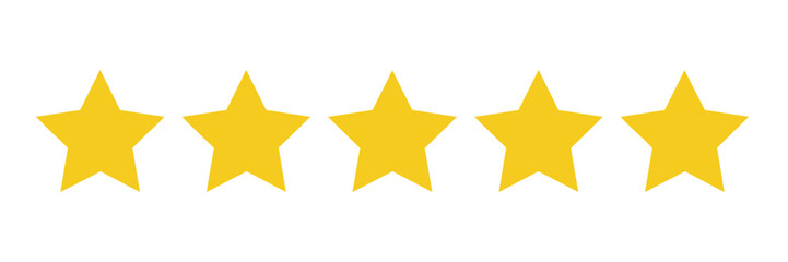 Obraz premium Five Star Rating Icon – Yellow Gold Solid Star Symbol Vector for Review Ranking Feedback and Customer Rating UI Design - set of golden crown