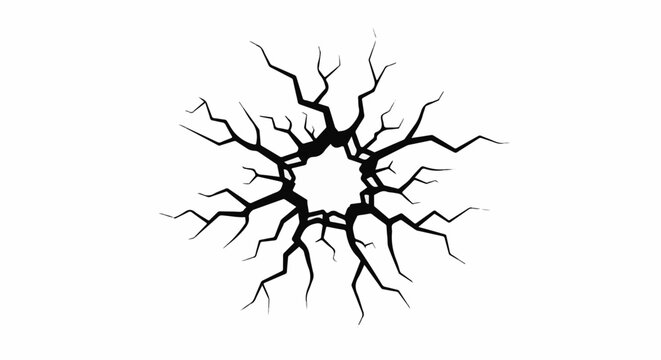 A stylized black crack appears to emanate from the center, radiating outwards