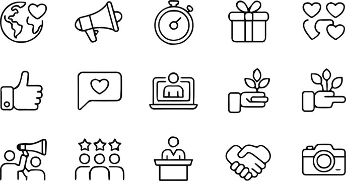 icon presentation speaker team handshake collaboration camera outline