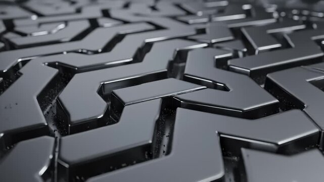 Abstract Metallic Tire Tread Pattern Animation Revealing Clean Detail