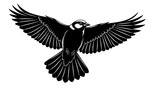 Black and white of a bat with spread wings and detailed texture
