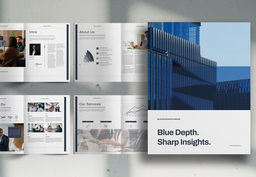 Modern Deep Blue Corporate Brochure Layout