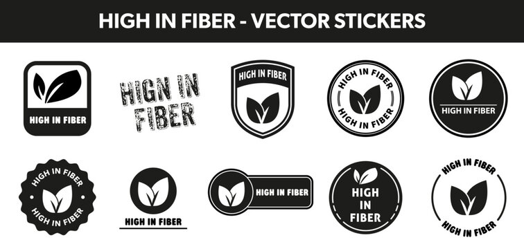 High in Fiber food information stickers collection.