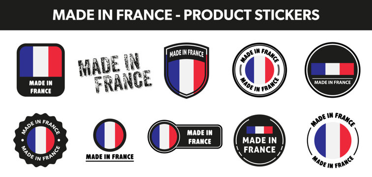 Made in France - vector stickers for product origin information.