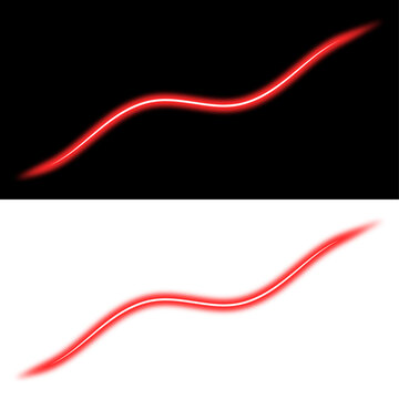 A wavy line, a red glowing neon line on a transparent and black background