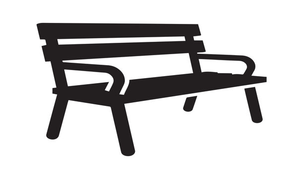 Park bench icon isolated on a white background, outdoor wooden bench silhouette vector illustration.