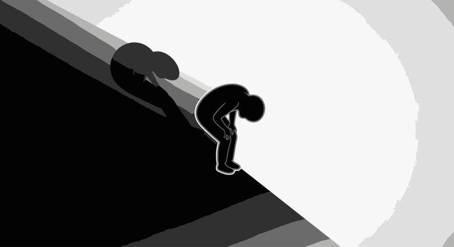 Businessman pushing up a heavy load striving for success