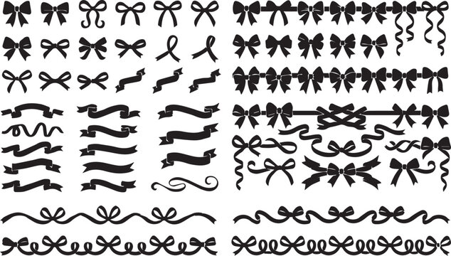 Decorative Ribbon and Bow Gift Silhouettes