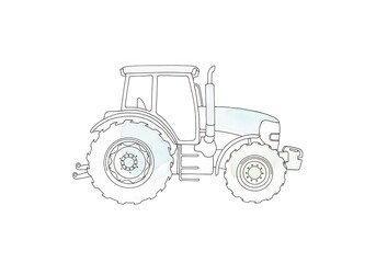 Obraz premium An illustration of a large tractor driving on a field outdoors