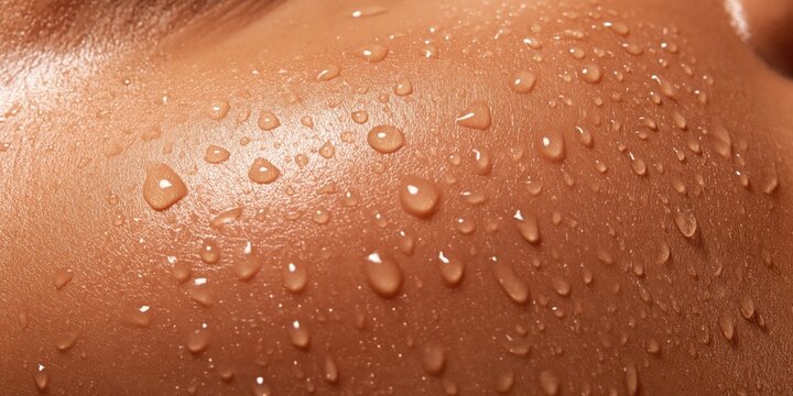 Extreme close-up of smooth radiant skin covered in water droplets