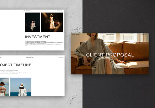 Client Proposal With Elegant Neutral Beige Layout Template Slides