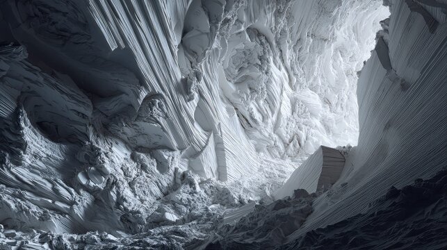 Abstract cave formation with crumbling paper texture