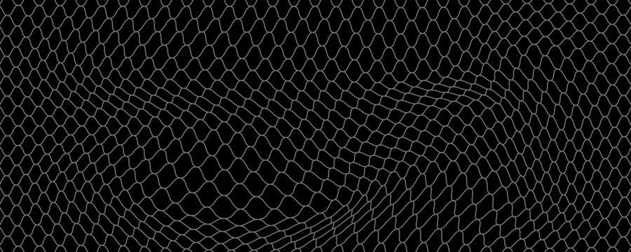 Net texture pattern on black background. Net texture pattern for backdrop and wallpaper. Realistic net pattern with black squares. Geometric background, vector illustration