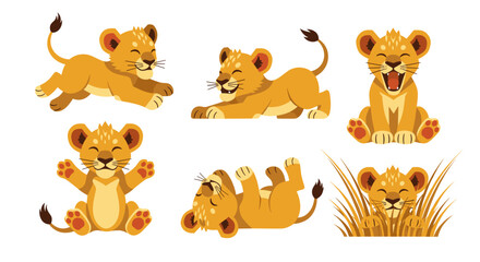 Fototapeta premium Lion Cubs Playing Together Outdoors.