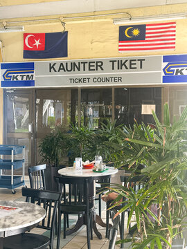 Johor, Malaysia, April 22, 2026: Old Kluang Station Ticket Counter
