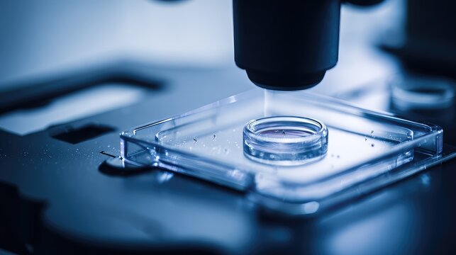 Scientific research in laboratory with microscope examining samples